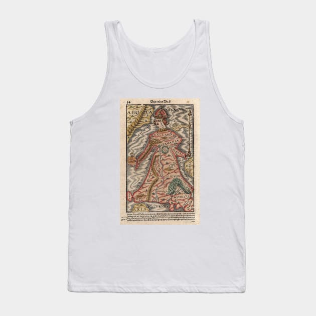 Vintage Map of Europe as a Queen (1570) Tank Top by Bravuramedia